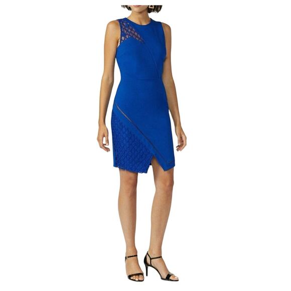 ADELYN RAE NEW $123 Josie Sheath Dress Lace Detail Cobalt Blue XS - Picture 1 of 5